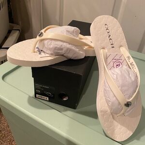 Cream Coach sandals. Size 10
